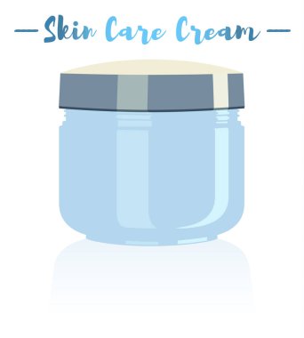 Krem pot yüz için nemlendirici bir güzellik kap mavi vektör çizim.