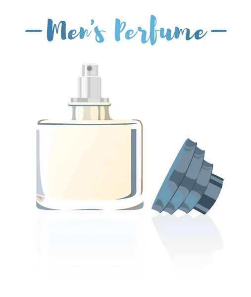 Ilustracja Wektorowa Niebieski Mężczyźni Naczynie Uroda Perfumy Butelki Produktu Pełne — Wektor stockowy