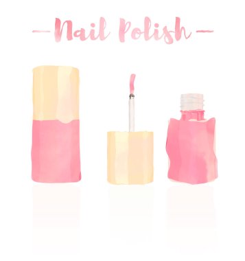 Pembe watercolored resim vektör çizim bir güzellik kap oje vernik makyaj ürünü için tırnak ya da ayak tırnaklarını.