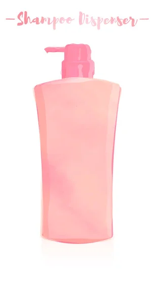 Pittura Acquerello Rosa Vettoriale Illustrazione Una Bottiglia Dispenser Shampoo Bellezza — Vettoriale Stock