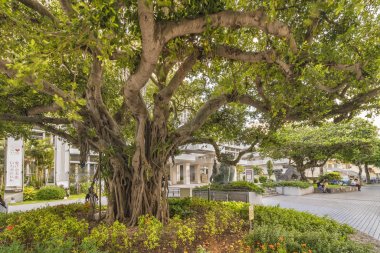  Japonya'nın güneyinde Okinawa adasında Naha City Hall modern bina