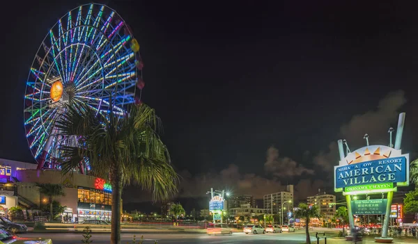 Chatan Japán Szeptember 2018 Éjszakai Kilátás Mihama Carnival Park Ferris — Stock Fotó