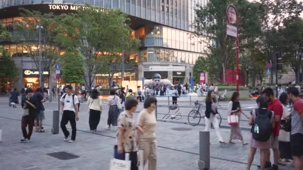 Tokyo Hibiya Godzilla Meydanı'nda Japon Godzilla radyoaktif canavar. — Stok video