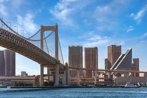 Doppelschichtige Schnellstraße Der Hängebrücke Rainbow Bridge Der Bucht Von Tokio — Stockfoto