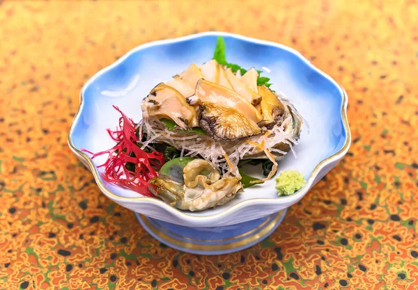 Surowa Sashimi Wysokiej Klasy Japońska Kuchnia Świeżego Abalone Awabi Talerzu — Zdjęcie stockowe