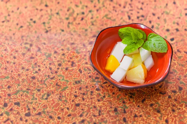 Japoński Tradycyjny Deser Tofu Annińskiego Lub Tofu Migdałowego Pestek Moreli — Zdjęcie stockowe