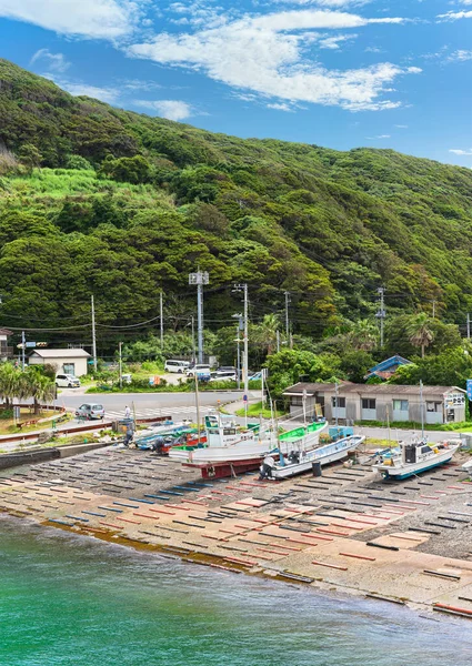 Chiba Japón Julio 2020 Barcos Pesqueros Amarrados Puerto Del Pueblo — Foto de Stock