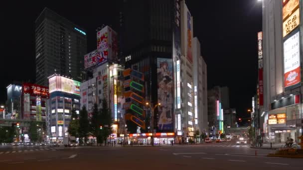 Pan video van de iconische video game arcades SEGA Akihabara 2e gebouw in Tokio. — Stockvideo