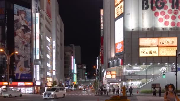 Pan video of the iconic video game arcades SEGA Akihabara 2nd building in Tokyo. — Stock Video