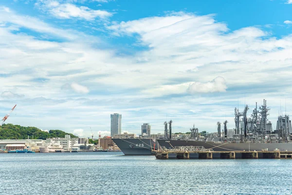 Yokosuka Japan July 2020 Wide Angle Japanese Replenishment Oiler Ships — Stock Photo, Image