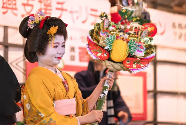 Asakusa Japan November 2019 Близько Вгору Японській Жінці Кімоно Яка — стокове фото