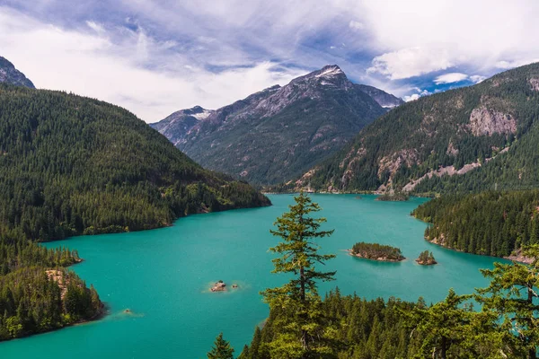 Diablo Lake Overzien North Cascades National Park Complex Washington — Stockfoto