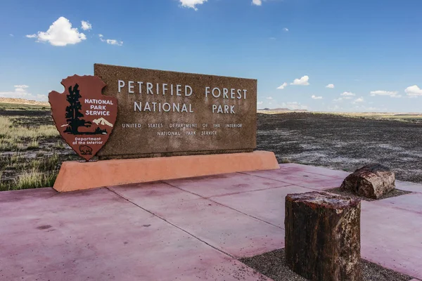Petrified Forest Entrance Sign Petrified Forest National Park Arizona Royalty Free Stock Images