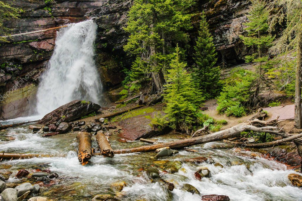 Baring Falls in Glacier National Park in Montana, United States — Stock Photo © NationalParked #256534730 Baring Falls in... 