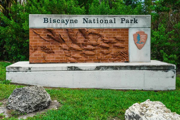 Entré skylt i Biscayne National Park i Florida, Förenta staterna — Stockfoto