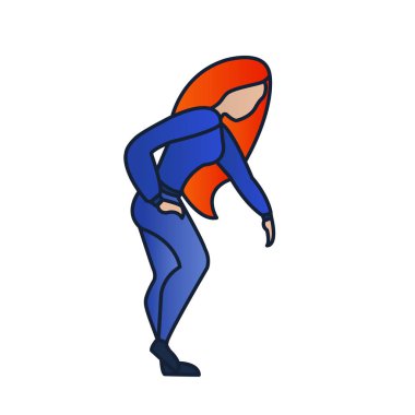 Kadının yapması egzersiz, eğim, tozluk, fitness kadın, düz vektör çizim kırmızı saçlı kız