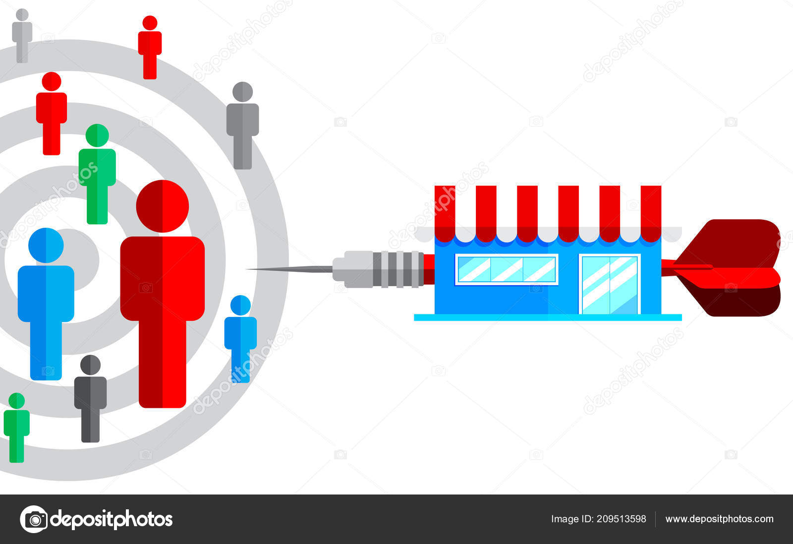 Target Audience Focus Customer Dart Store Flat Design