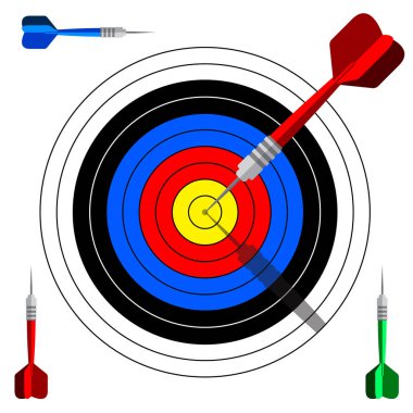 Hedef ok simgesi. İş hedefi, reklam, pazarlama çözümleri kavramı hedef çekim için vektör tasarım şablonu.