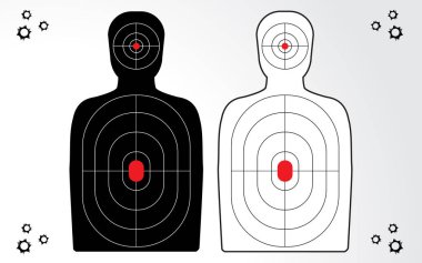 Silah oyun oyuncu atış talimi için çekim aralığı hedef izole vektör.