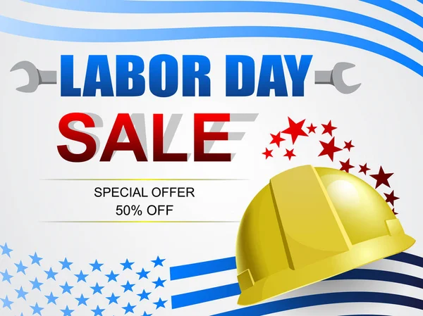 Labor Day Sale Banner Design Amerikanische Flagge Auf Weißem Hintergrund — Stockvektor