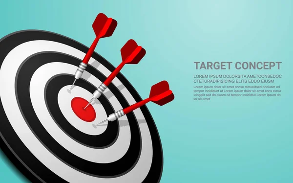 飞镖目标向量 射击目标在中心 成功的商业解决方案概念广告 — 图库矢量图片