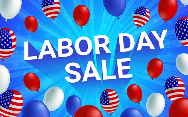 Labor Day Sale Poster Flyer Banner Vector Illustration American Flag — Stock Vector