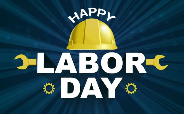 Glücklich Labor Day Plakat Flyer Banner Vektor Illustration Gelber Schutzhelm — Stockvektor