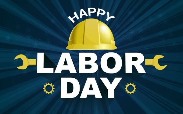 Happy Labor Day Poster Brosur Banner Vektor Ilustrasi Yellow Safty - Stok Vektor