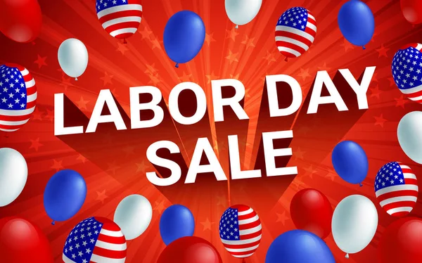 Labor Day Sale Plakat Flyer Banner Vektor Illustration Amerikanische Flagge — Stockvektor