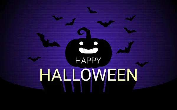 Fröhliches Halloween Banner Mit Lächelndem Kürbis Auf Dunklem Hintergrund Halloween — Stockvektor