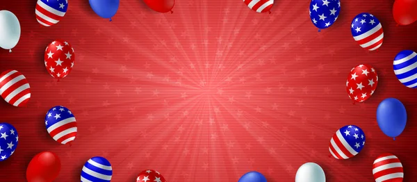 Červená Barva Praskla Pozadí Plakátu Leták Nápis Americká Vlajka Balón — Stockový vektor