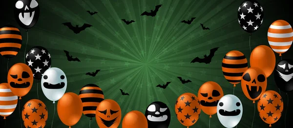 Fundo Halloween Com Balão Assustador Laranja Design Preto Halloween Celebração —  Vetores de Stock