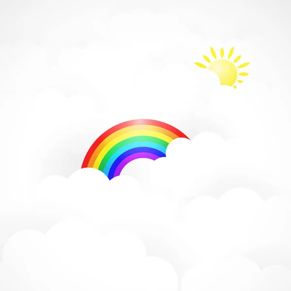 Rainbow Good Weather Background Sun White Cloud — Stock Vector