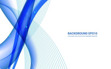 Mavi ve beyaz soyut çizgi düz eğri arka plan. Vektör çizim kopyalama alanı modern tasarım konsepti.