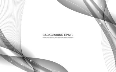 Siyah ve beyaz soyut çizgi düz eğri arka plan. Vektör çizim kopyalama alanı modern tasarım konsepti.