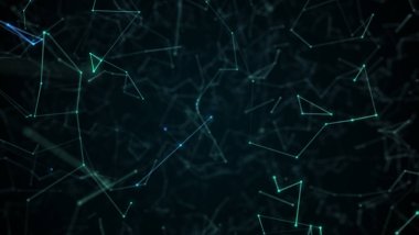 Fütüristik molekül yapısı mavi renk siyah arka plan soyut. Bilgisayar ağ bağlantısı dijital teknoloji illüstrasyon kavramı.