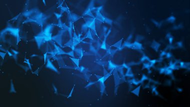 Fütüristik molekül yapısı mavi renk siyah arka plan soyut. Bilgisayar ağ bağlantısı dijital teknoloji illüstrasyon kavramı.