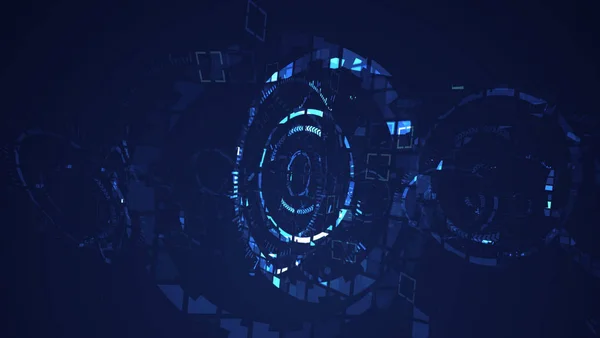 Αφηρημένο Μπλε Cyber Κύκλο Ψηφιακή Τεχνολογία Γραφική Απεικόνιση Φουτουριστικό Έννοια — Φωτογραφία Αρχείου