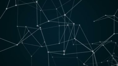Soyut fütüristik molekül yapısı sorunsuz döngü hareket grafik beyaz renk siyah arka plan. Bilgisayar ağı bağlantısı dijital teknoloji animasyon konsepti.