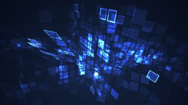 Abstract Blue Flashing Rectangle Grid Perspective Motion Graphic Seamless Looping — Stock Video