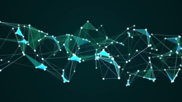 抽象的な未来的な分子構造青い色のデジタル技術シームレスなループモーショングラフィックアニメーション コンピュータインターネットネットワーク接続の概念 — ストック動画