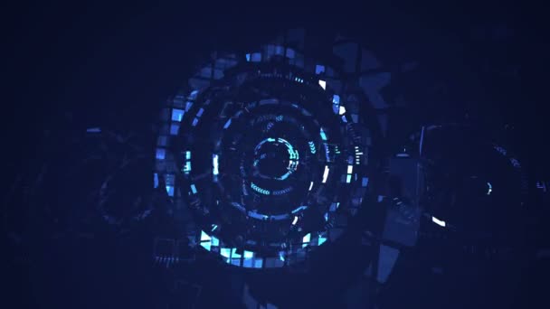 Abstract Blue Cyber Circle Digitale Technologie Naadloze Looping Bewegende Grafische — Stockvideo