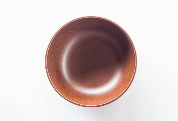 Top View Brown Bowl White Background — Stock Photo, Image