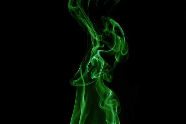 Green Smoke Black Background — Stock Photo, Image