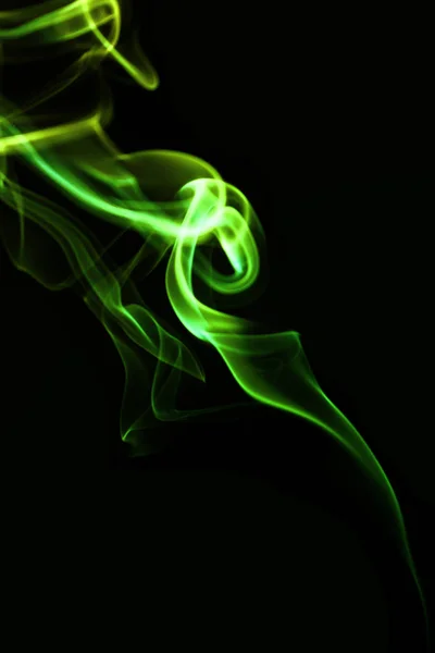 Green Smoke Black Background — Stock Photo, Image