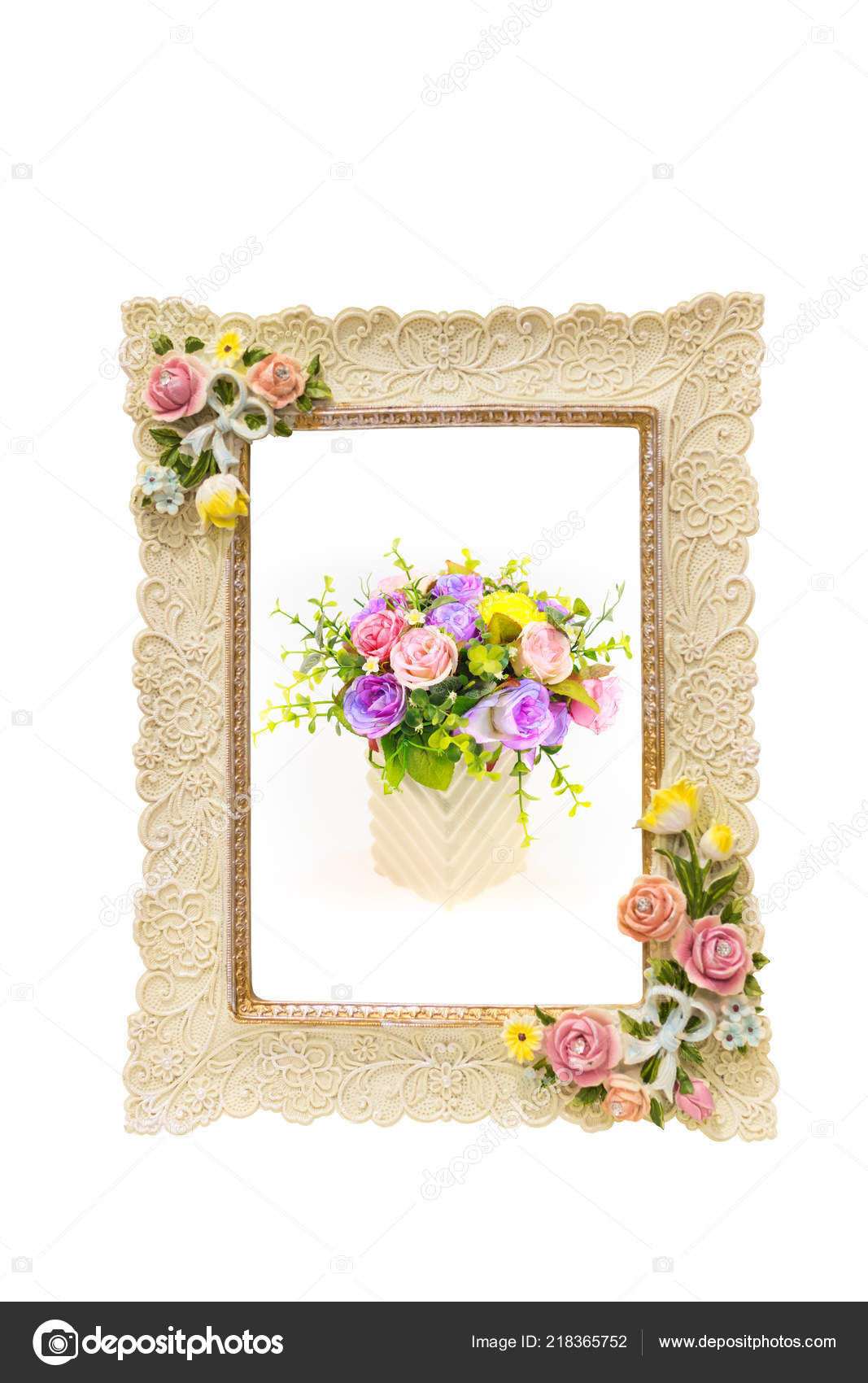 Image Frame Rose Texture Border Isolated White Flower Vase Photo Image Of A Frame With Rose Texture Around Border Isolated On White And Inside Flower Vase Photo By