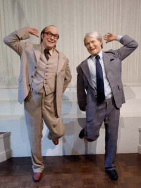 Blackpool, 14 Ocak: Madame Tussauds, İngiltere'de 2018. John Eric Bartholomew, sahne adı Eric Morecambe, Ernie Wise ile birlikte kazanan çifte gösteri Morecambe ve bilge bir İngiliz komedyen yapıldı.