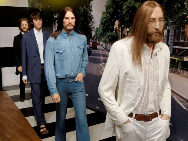 Blackpool, 14 Ocak: Madame Tussauds, İngiltere'de 2018. Beatles Liverpool'da 1960 yılında kurulan İngiliz rock grubu vardı. Paul Mccartney, John Lennon, George Harrison ve Ringo Starr üyeleri ile.