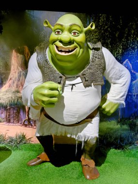 Blackpool, 14 Ocak: Madame Tussauds, İngiltere'de 2018. Shrek, ABD'li yazar William Steig tarafından oluşturulan bir kurgusal yeşil ogre karakterdir. Shrek Mike Myers tarafından seslendirilmektedir.