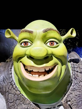Blackpool, 14 Ocak: Madame Tussauds, İngiltere'de 2018. Shrek, ABD'li yazar William Steig tarafından oluşturulan bir kurgusal yeşil ogre karakterdir. Shrek Mike Myers tarafından seslendirilmektedir.